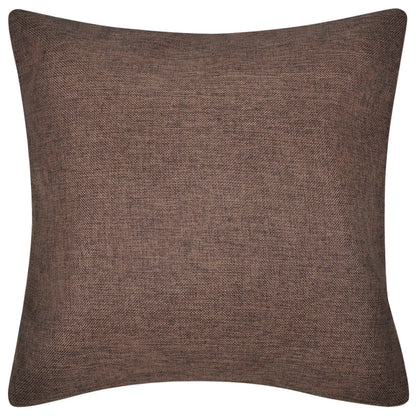 4 Brown Cushion Covers Linen-look 40 x 40 cm