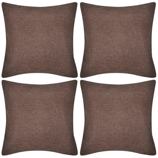 4 Brown Cushion Covers Linen-look 50 x 50 cm