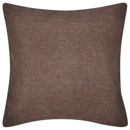 4 Brown Cushion Covers Linen-look 80 x 80 cm