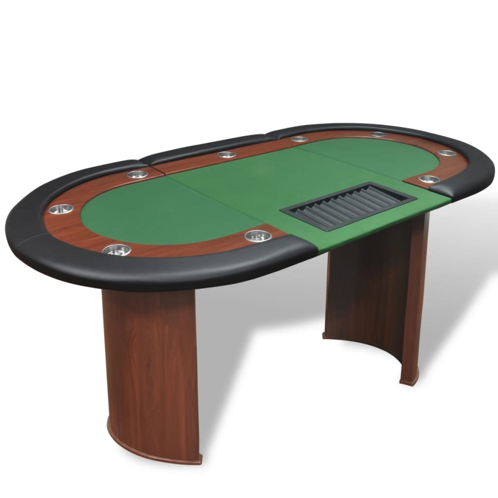 Berkfield 10-Player Poker Table with Dealer Area and Chip Tray Green