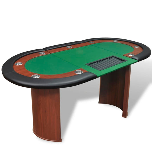 Berkfield 10-Player Poker Table with Dealer Area and Chip Tray Green