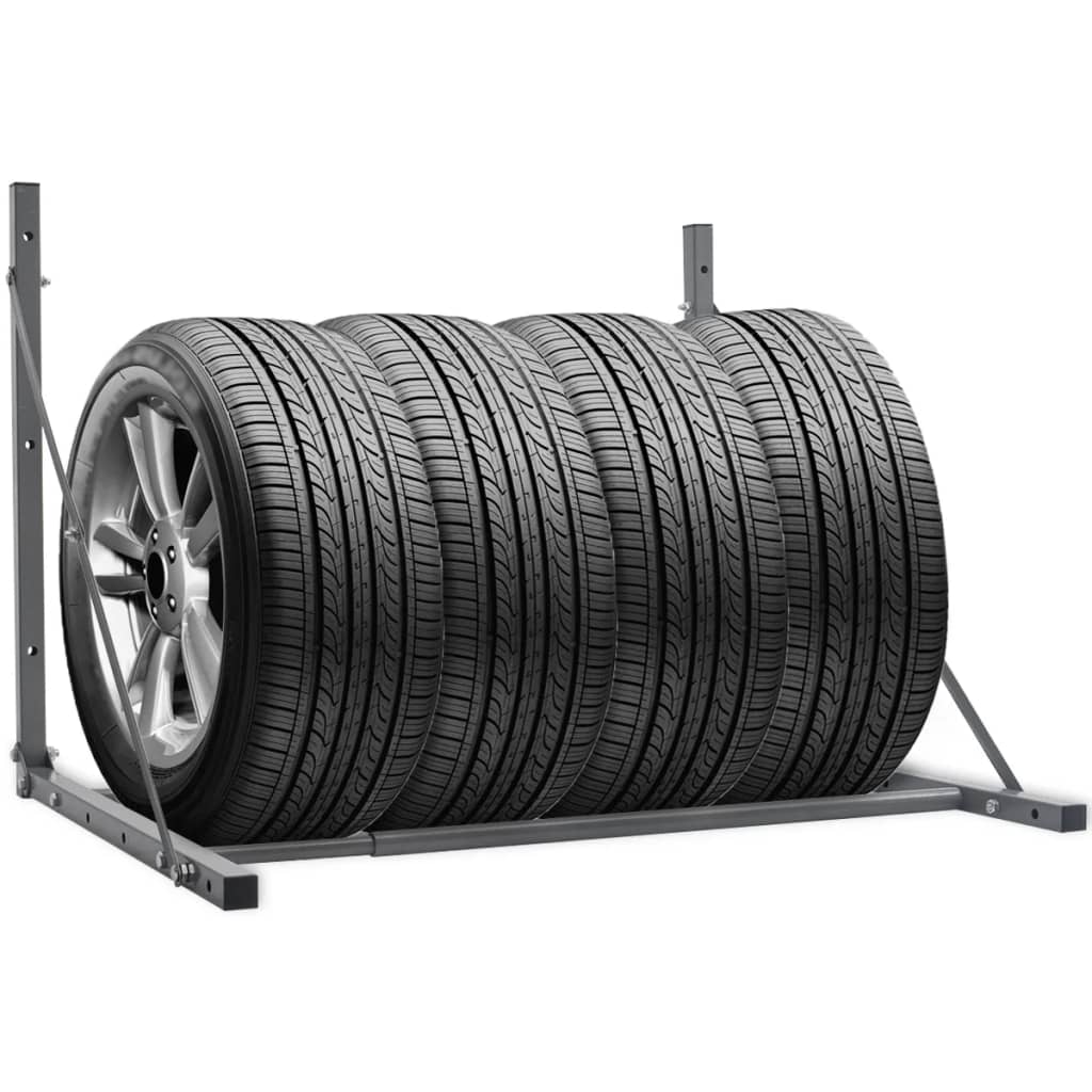 Berkfield Tyre Rack Silver Steel