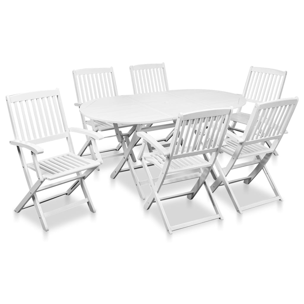 Berkfield 7 Piece Outdoor Dining Set Solid Acacia Wood White
