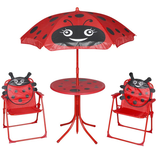 Berkfield 3 Piece Kids' Garden Bistro Set with Parasol Red