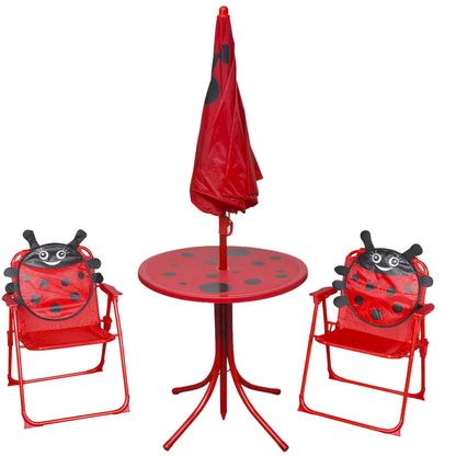 Berkfield 3 Piece Kids' Garden Bistro Set with Parasol Red