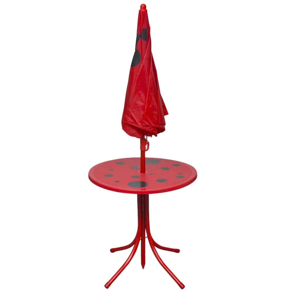 Berkfield 3 Piece Kids' Garden Bistro Set with Parasol Red