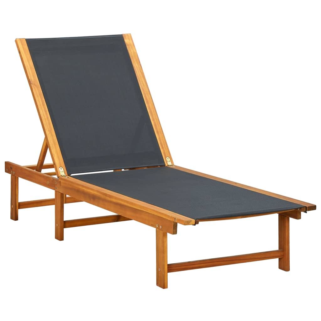 Berkfield Sun Lounger Solid Acacia Wood and Textilene