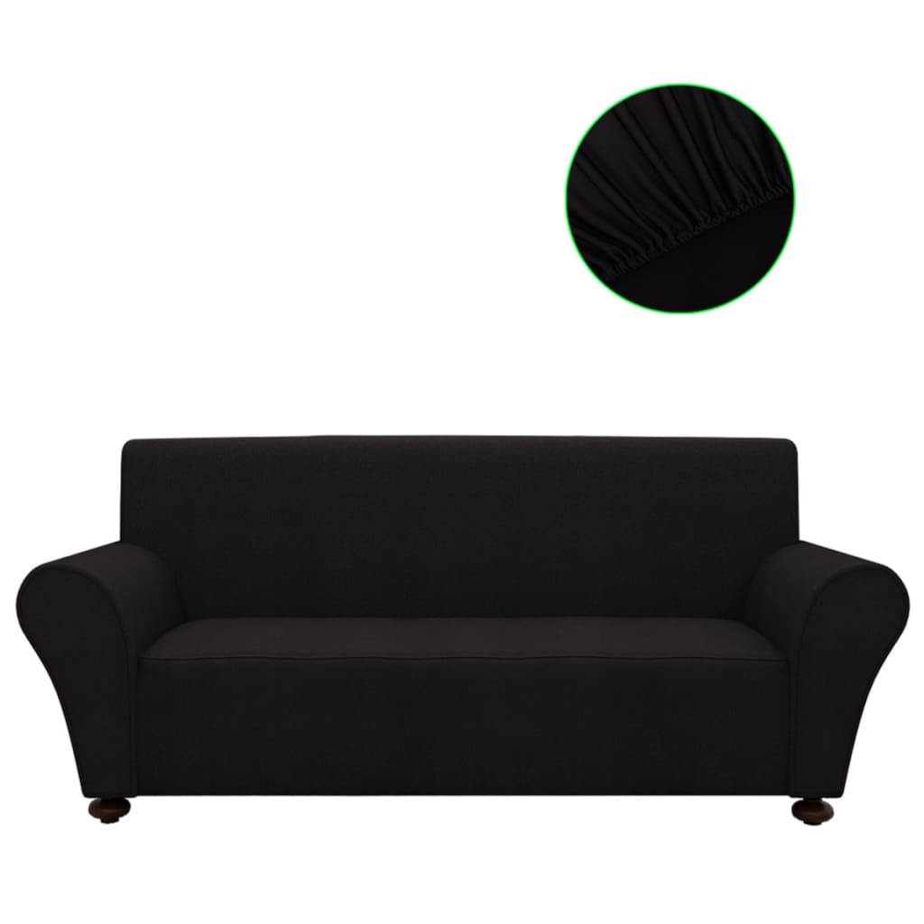 Berkfield Stretch Couch Slipcover Black Polyester Jersey