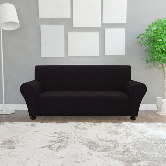 Berkfield Stretch Couch Slipcover Black Polyester Jersey