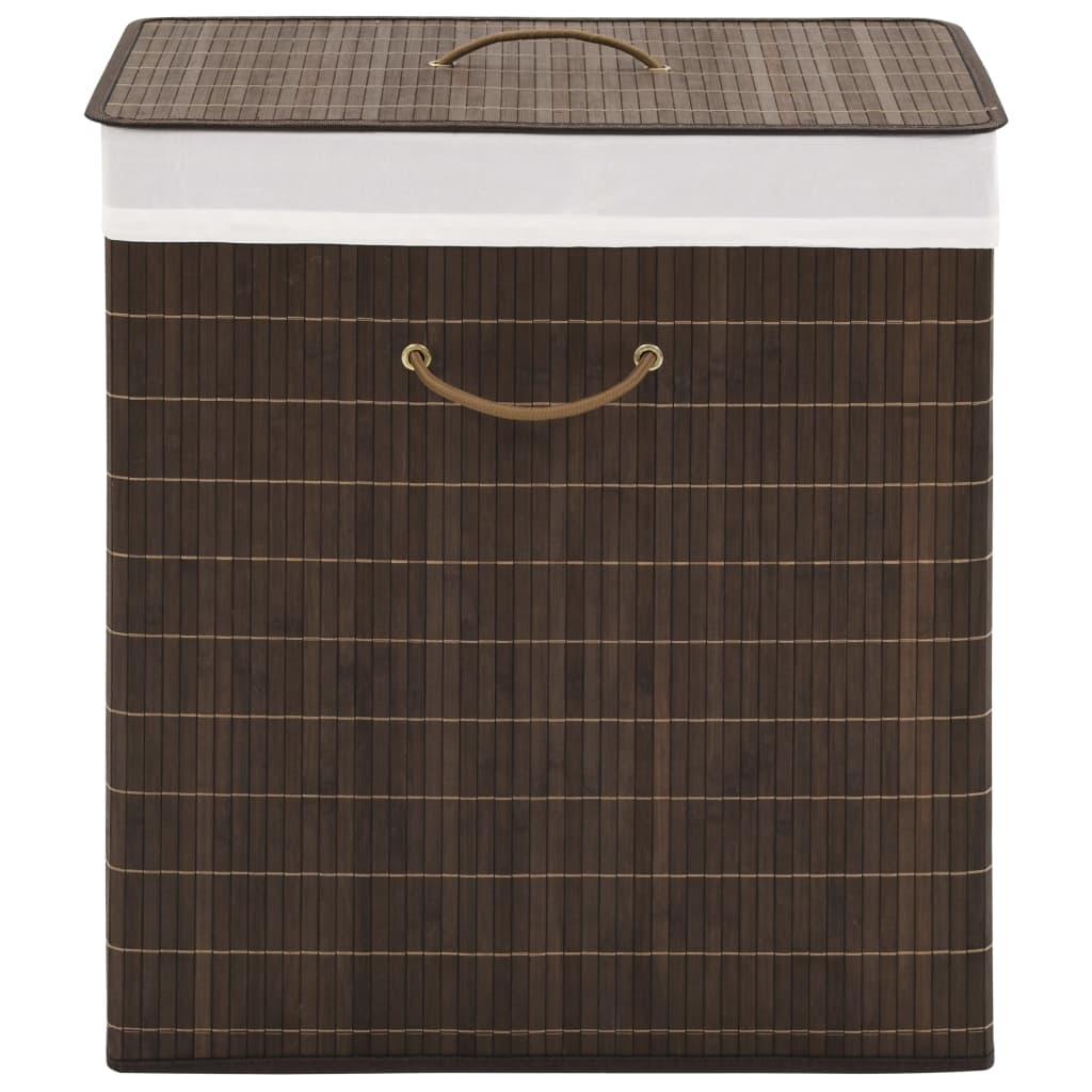 Berkfield Bamboo Laundry Bin Rectangular Dark Brown