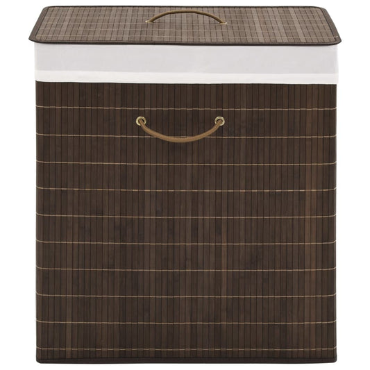Berkfield Bamboo Laundry Bin Rectangular Dark Brown