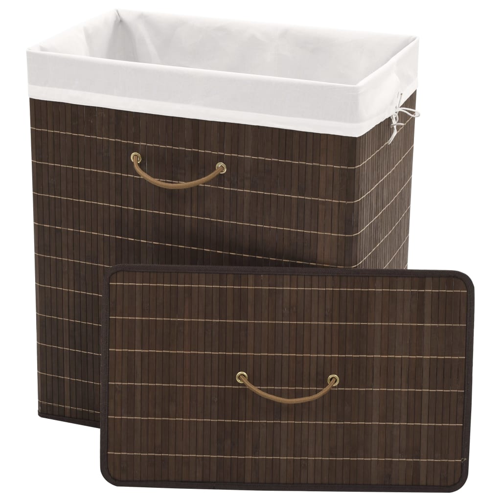Berkfield Bamboo Laundry Bin Rectangular Dark Brown