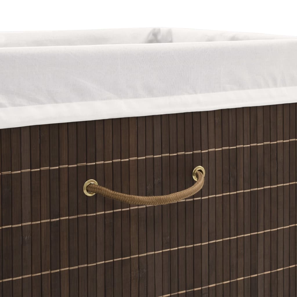 Berkfield Bamboo Laundry Bin Rectangular Dark Brown
