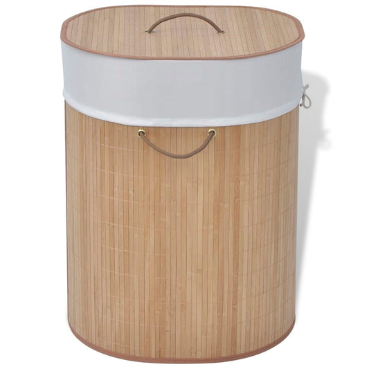 Berkfield Bamboo Laundry Bin Oval Natural
