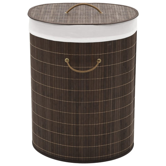 Berkfield Bamboo Laundry Bin Oval Dark Brown