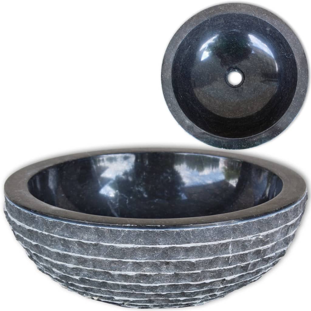 Berkfield Basin Marble 40 cm Black