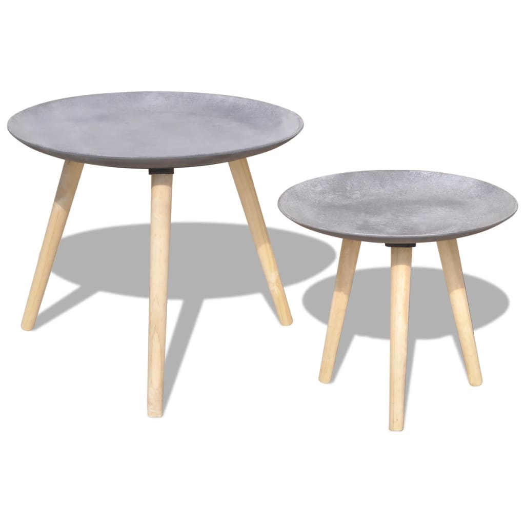 Berkfield Two Piece Side Table/Coffee Table Set 55 cm&44 cm Concrete Grey