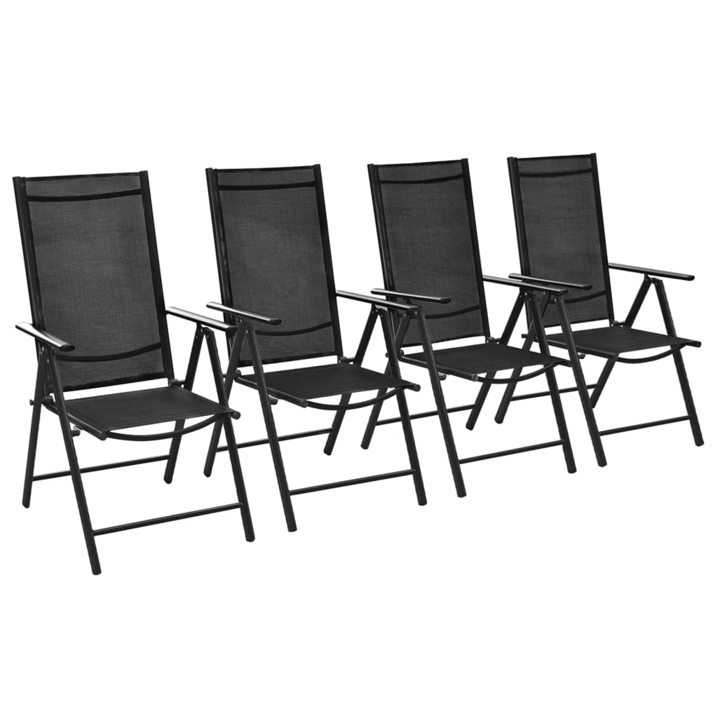 Berkfield Folding Garden Chairs 4 pcs Aluminium and Textilene Black