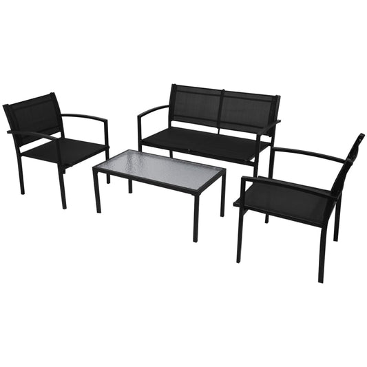 Berkfield 4 Piece Garden Lounge Set Textilene Black