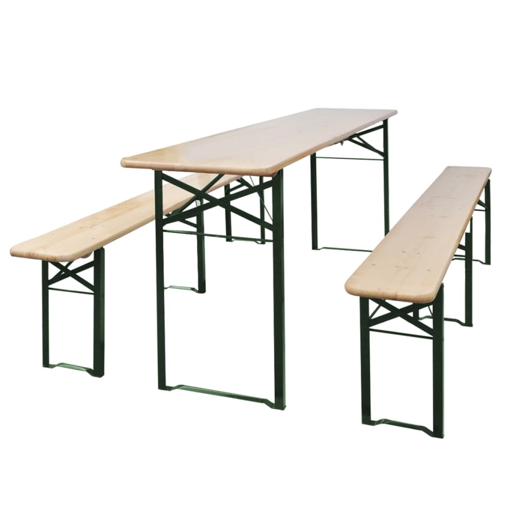 Berkfield Folding Beer Table with 2 Benches 220 cm Fir Wood