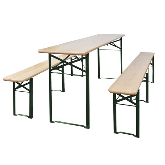Berkfield Folding Beer Table with 2 Benches 220 cm Fir Wood