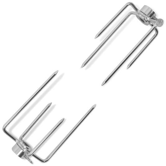 Berkfield BBQ Rotisserie Spit Forks 2 pcs Steel