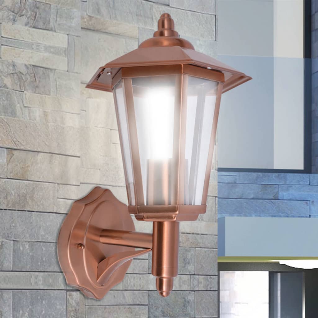 Berkfield Outdoor Uplight Wall Lantern Stainless Steel Copper