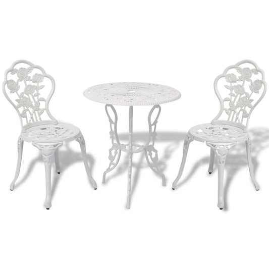 Berkfield 3 Piece Bistro Set Cast Aluminium White