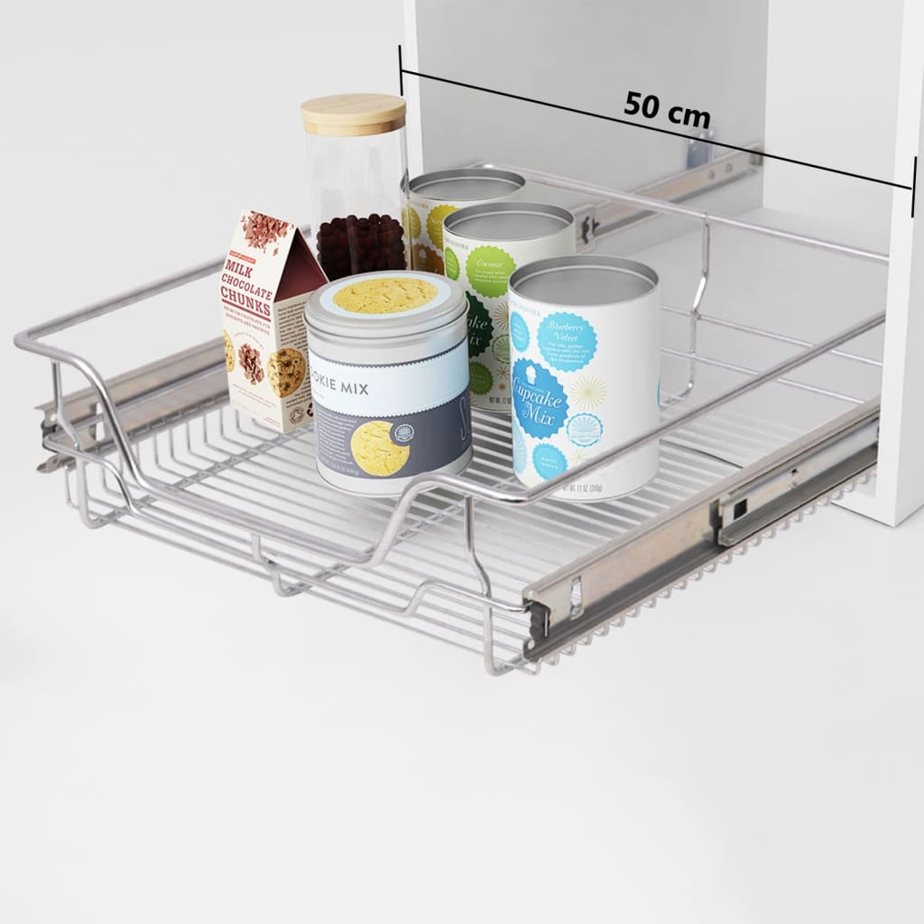 Berkfield Pull-Out Wire Baskets 2 pcs Silver 500 mm