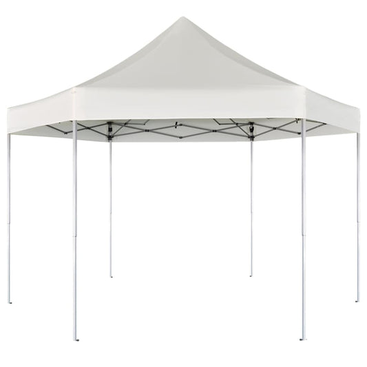 Berkfield Hexagonal Pop-Up Foldable Marquee Cream White 3.6x3.1 m