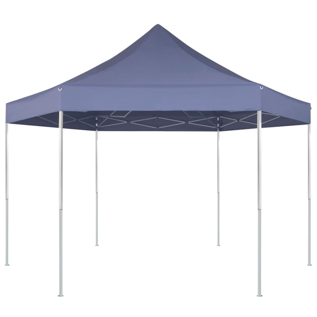 Berkfield Hexagonal Pop-Up Foldable Marquee Dark Blue 3.6x3.1 m