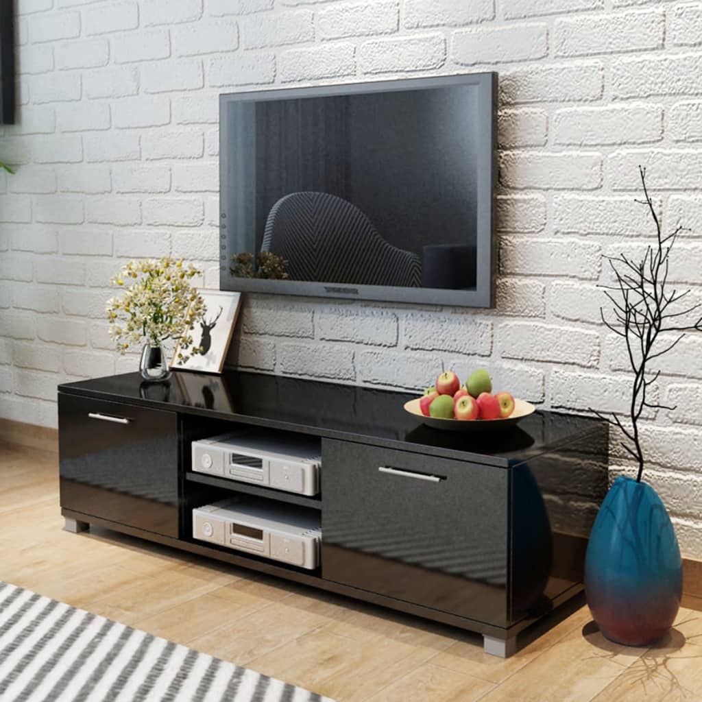Berkfield TV Cabinet High-Gloss Black 120x40.3x34.7 cm