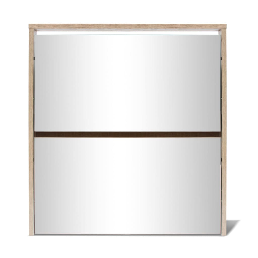 Berkfield Shoe Cabinet 2-Layer Mirror Oak 63x17x67 cm