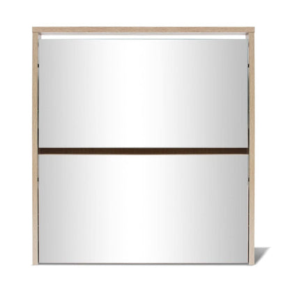 Berkfield Shoe Cabinet 2-Layer Mirror Oak 63x17x67 cm