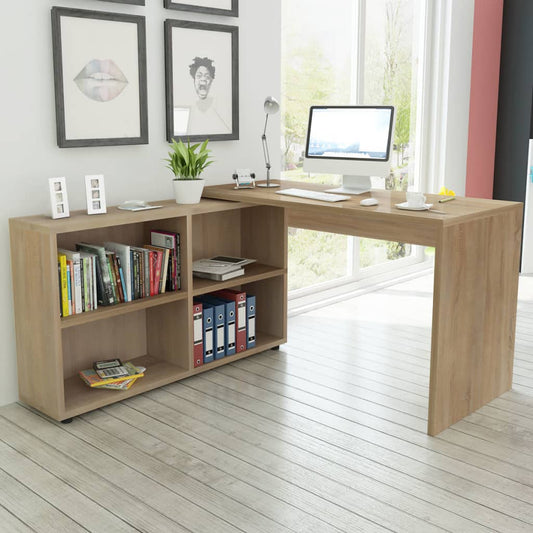 Berkfield Corner Desk 4 Shelves Oak