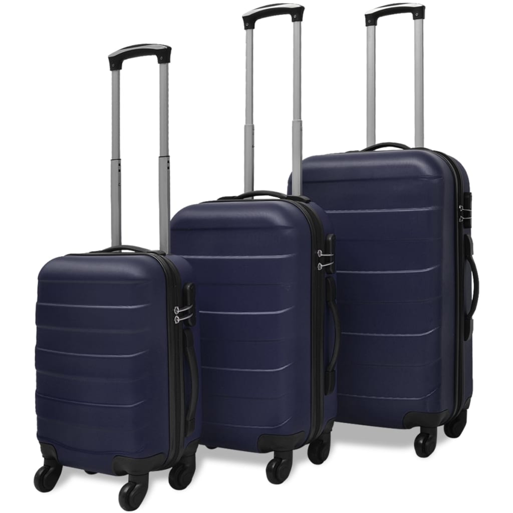 Berkfield Three Piece Hardcase Trolley Set Blue 45.5/55/66 cm