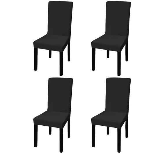 Berkfield Straight Stretchable Chair Cover 4 pcs Black