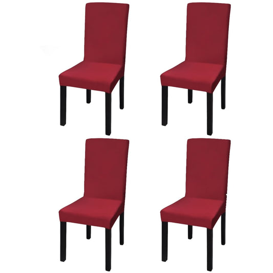Berkfield Straight Stretchable Chair Cover 4 pcs Bordeaux