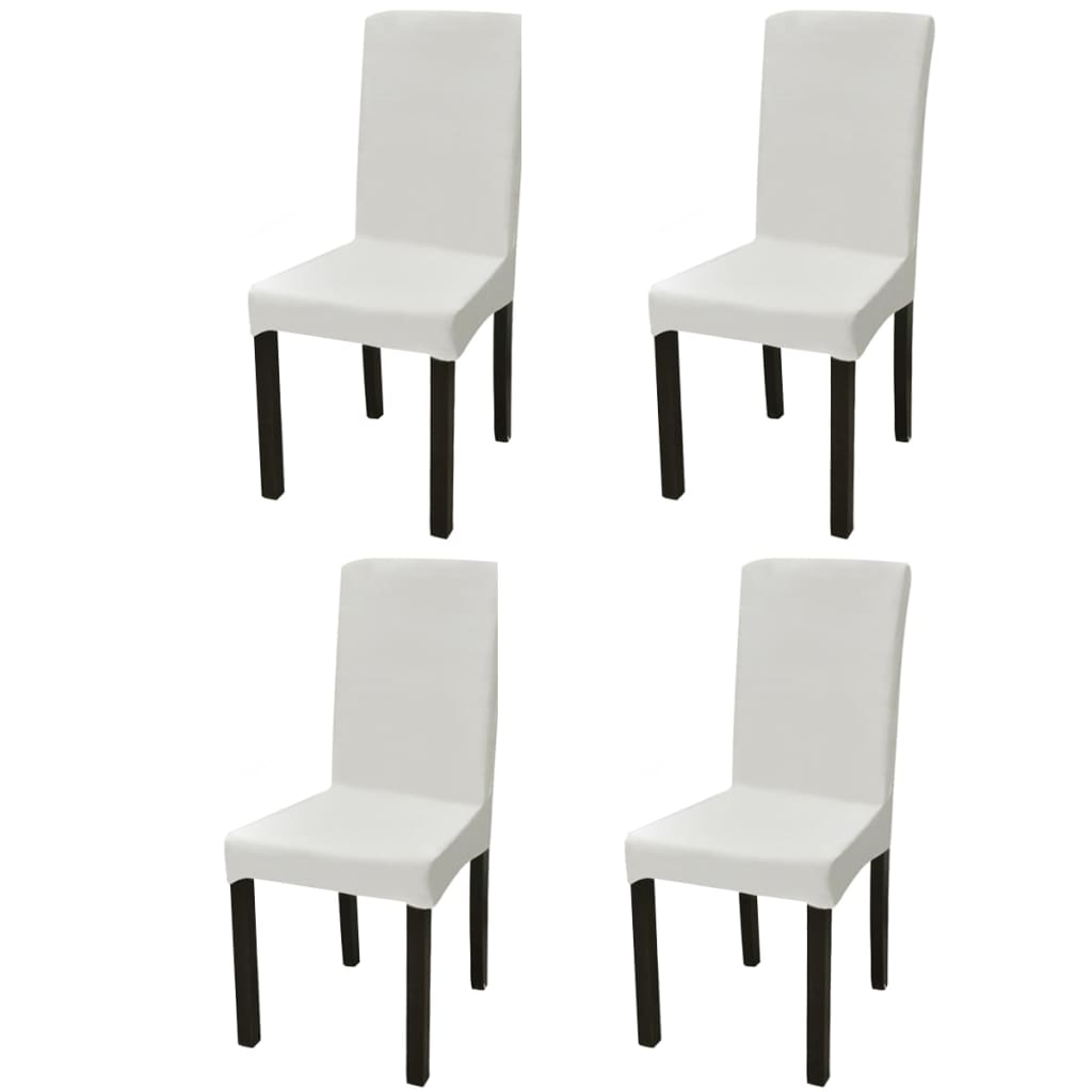 Berkfield Straight Stretchable Chair Cover 4 pcs Cream