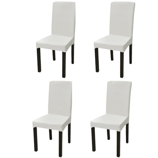 Berkfield Straight Stretchable Chair Cover 4 pcs Cream
