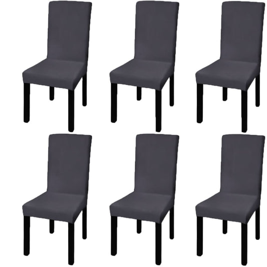 Berkfield Straight Stretchable Chair Cover 6 pcs Anthracite