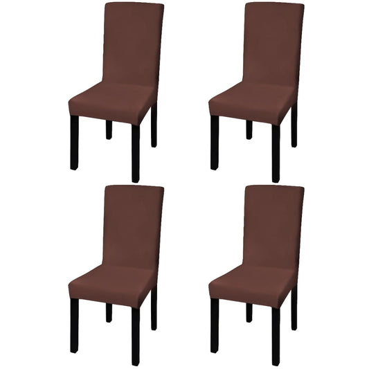 Berkfield Straight Stretchable Chair Cover 4 pcs Brown