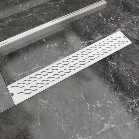Berkfield Linear Shower Drain Wave 730x140 mm Stainless Steel