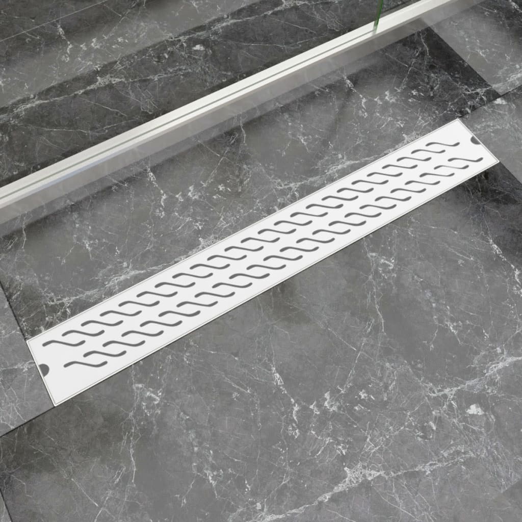 Berkfield Linear Shower Drain Wave 830x140 mm Stainless Steel