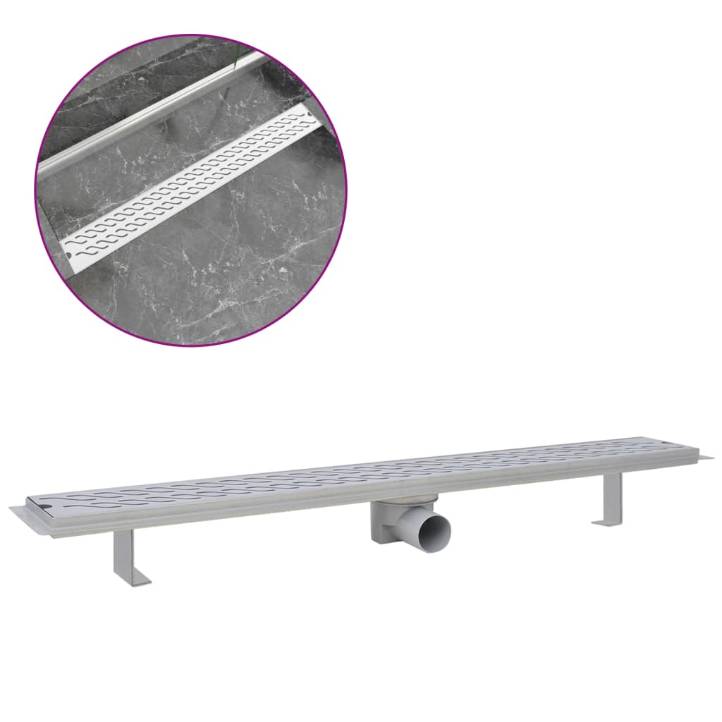 Berkfield Linear Shower Drain Wave 930x140 mm Stainless Steel