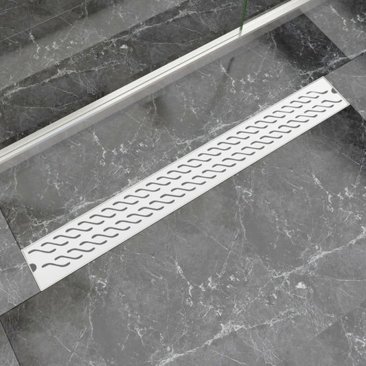 Berkfield Linear Shower Drain Wave 930x140 mm Stainless Steel