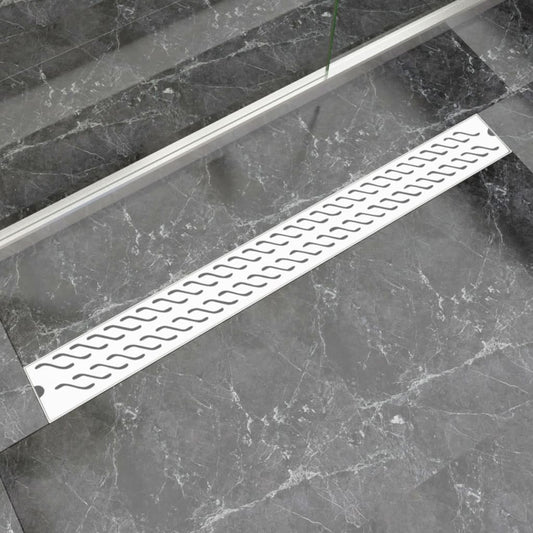 Berkfield Linear Shower Drain Wave 1030x140 mm Stainless Steel