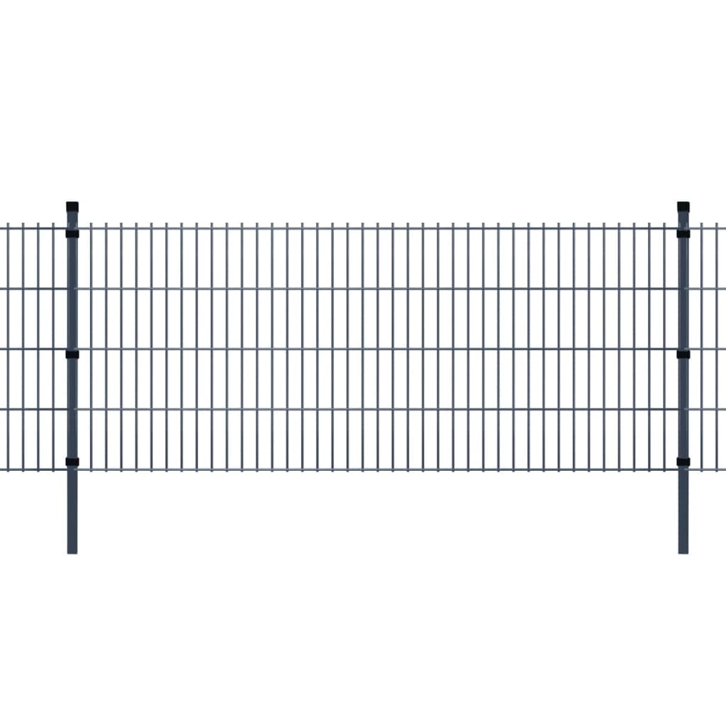 Berkfield 2D Garden Fence Panel & Posts 2008x1030 mm 2 m Grey