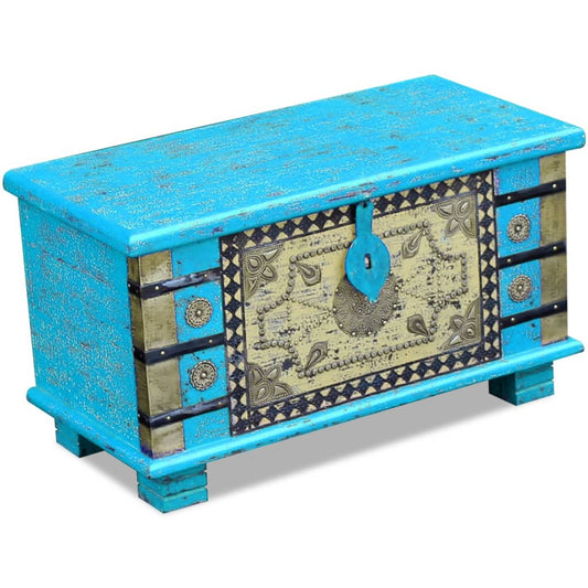 Berkfield Storage Chest Blue Mango Wood 80x40x45 cm
