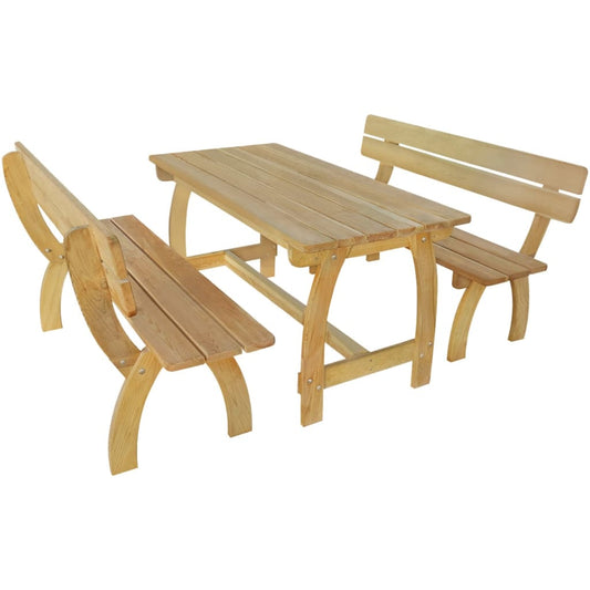 Berkfield Beer Table with 2 Benches Impregnated Pinewood